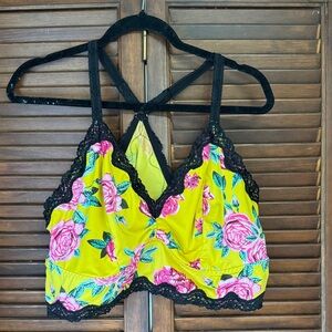 Torrid Yellow Floral Bralette with Black Lace